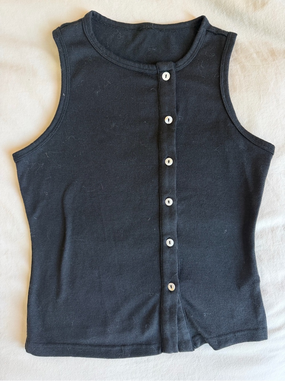 Black Sleeveless Button-Front Tank